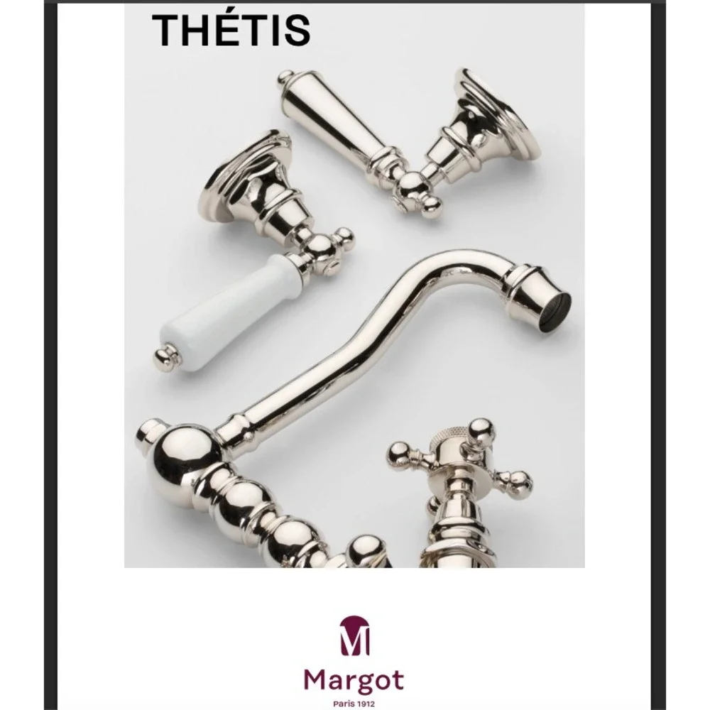 Margot Paris 1912 Thétis Luxury Bath Faucet Set Polished Chrome Porcelain Hand‎